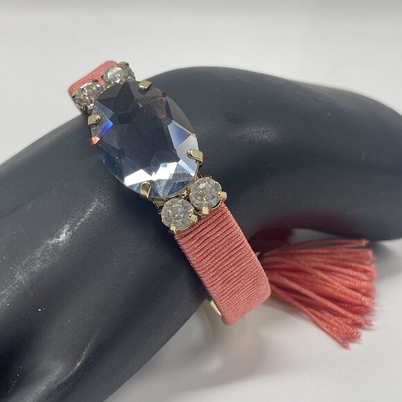 Vineyard Haven Bling & Coral Threaded Tassel Cuff Bracelet New - Picture 1 of 7